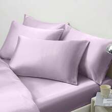 1个桑蚕丝枕套，礼盒包装，透气柔软舒适，凉爽透气，优质信封式枕套，四季皆宜，优雅女士礼品，适用于卧室、沙发、宿舍、家居装饰 - 紫色 - 查看 7