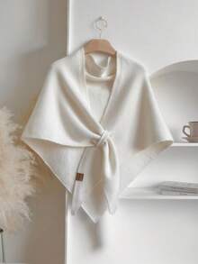 1pc Wraps For Women – Oversized 185*76cm Knitted Poncho Cape, Soft Pashmina Shawl For Women, Solid Color Shawl, Shawls And Wrap For Evening Dresses,Women Elegant Shawl Wraps Soft Open Front Poncho Sweater For Spring Fall Winter,Triangle Buckle Shawl Scarf,Fashionable Warm Costumes Accessories,73*30in - Multicolor - View 6