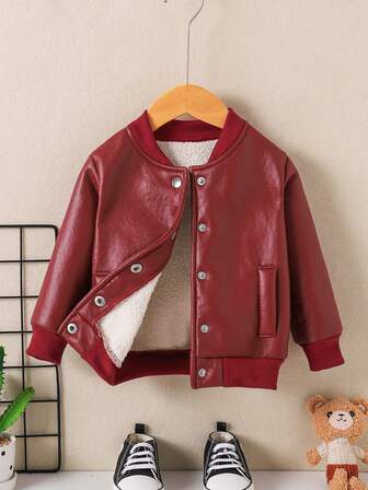 Baby Boys Casual Soft Thermal Lined Baseball Jacket, Warm, Soft, Easy Care Baby Boy Leisure Windbreaker, Perfect For Outdoor Play And Daily Activities, Autumn/Winter