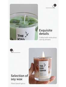 Unique Coffee/Matcha Jelly Candle, Holiday Home Decor, Perfect Gift For Her And Her Bestie, Suitable For Women, Ideal For Living Room/Bedroom Decor, Great For Birthday, Anniversary, Valentine's Day And Wedding, Ideal For New Year Party/Easter/Carnival, Personalized Gift For Men, Candle Holder, Candle Jar, 1pc