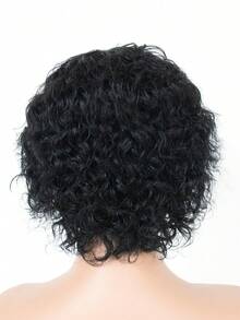 Short Water Wave 6 Inch Human Hair Wig Black Color For Women Brazilian Hair 150% Density Full Machine Made - Natural Black - View 4