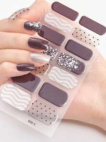 2片/套 全覆盖防水美甲贴纸，渐变金属效果美甲贴，美甲装饰贴，适合日常女性使用 - 彩色 - 查看 6