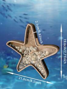 1PC Starfish Desktop Display Stand Ocean-Themed Decorative Jewelry Storage Rack Wooden Transparent Money Box Starfish Display Box Creative Wooden Desktop Display Stand Shell Coin Storage Box For Baby Girl Boy Kids - 海星 - 查看 10