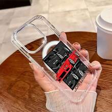 Funda para móvil con diseño de coche de carreras rojo, compatible con teléfonos ,  17,  16 Pro Max,  15 Pro Max,  13 y  12. Fabricada en TPU, ofrece protección contra golpes y caídas. Ideal para aficionados al motor, cumpleaños, amigos, familiares y como regalo original para fans de las carreras. - transparente - Ver 3