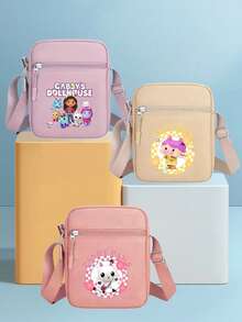 Gabby's Dollhouse Gabby Dollhouse Theme Cartoon Canvas Crossbody Bag For Women 2025 New Style Summer Outing Lightweight Small Bag, Fashionable Vertical Versatile Multi-Layer Mobile Phone Case - Multicolor - View 2