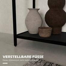 HOMCOM Console Table With 2 Shelves, Hall Table With Glass Top And Shoe Rack, Steel, Black, 100 X 30 X 78 Cm - Black - View 6