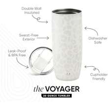 Taza de Café para Viajes con Tapa Abatible | Taza de Café Helado de Acero Inoxidable Aislada | Regalos para Mujeres & Hombres | Voyager Colección | 350ml | Sea Glass Sage(590ml Pattern: Cream Leopard) - Multicolor - Ver 2