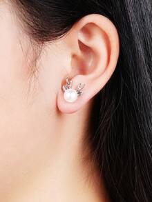 1 Pasang Anting Tusuk Sederhana untuk Wanita, Cocok untuk Pernikahan, Pertunangan, Ulang Tahun, Pesta, Perhiasan, dan Hadiah Hari Natal - 1# - View 7