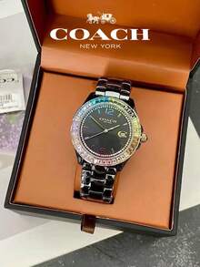 Coach Greyson Black Ceramic Rainbow Bezel Watch For Women - Black - View 2