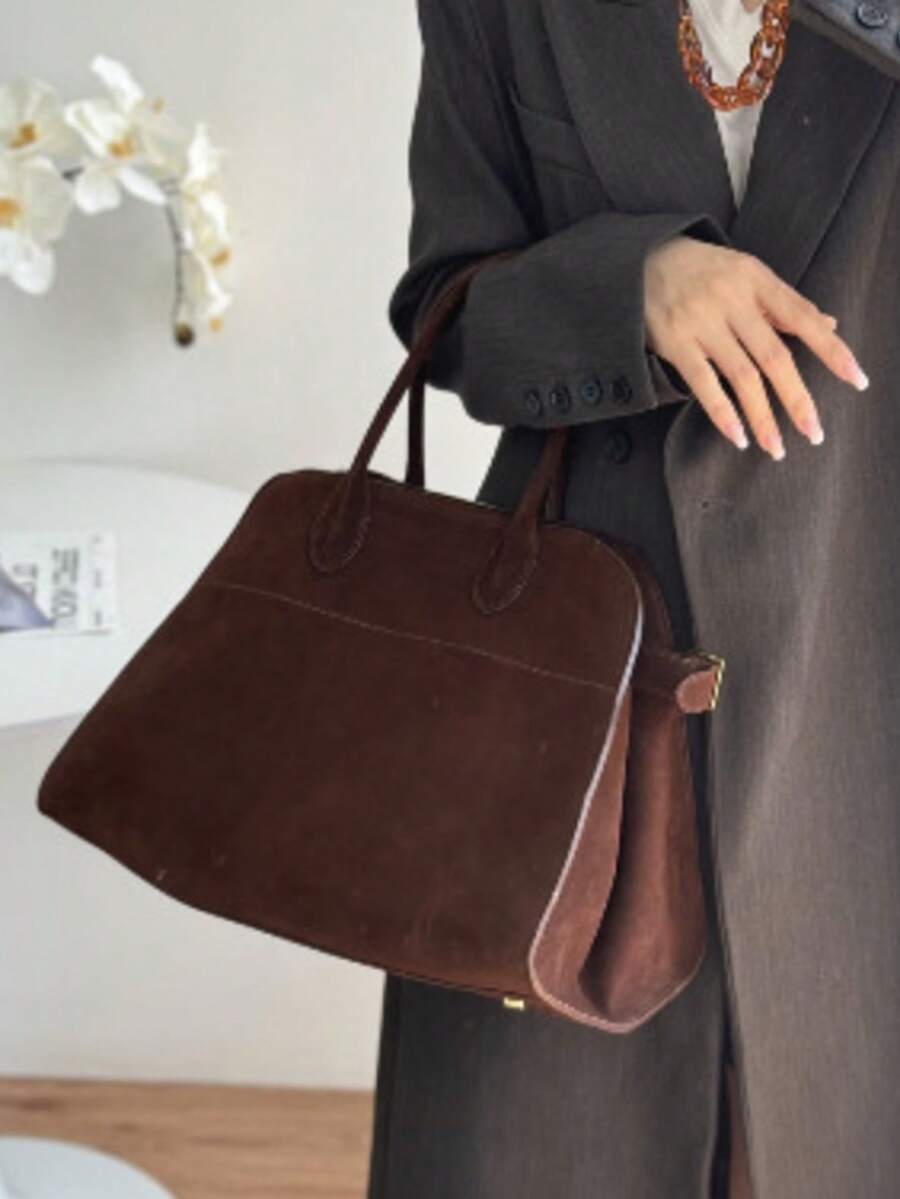 Túi xách nữ cao cấp thiết kế độc đáo, dung tích lớn, phong cách retro, thời trang và đa năng, phù hợp cho mọi mùa, túi đeo vai/đeo chéo đa chức năng, cung cấp không gian rộng rãi để đựng túi tập gym, túi xách tay, đáp ứng nhu cầu đi lại hàng ngày, phong cách retro. - màu nâu - Xem 1