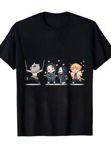 A Casual Printed Round Neck Pullover Short Sleeved T-Shirt Nezuko Kid Slayers Anime Manga Demon Ladies' Crewneck T-Shirt T-Shirts Bring Joy And Happiness To Every Child - 黑色10 - 查看 13