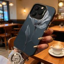 Funda de Teléfono Diseño de Flor Negra con Elegante Patrón de Rosa Gris para Modelos de  y  Adecuada para Todas las Estaciones Opción de Regalo Ideal - Negro - Ver 7