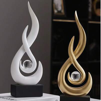 1件抽象火焰雕塑，树脂雕像，现代艺术家居装饰，餐厅、客厅、办公室、桌面摆件