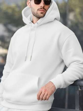 男士纯色长袖连帽卫衣，1件装，适合日常休闲穿着，也可作为礼物送给朋友，秋冬季款