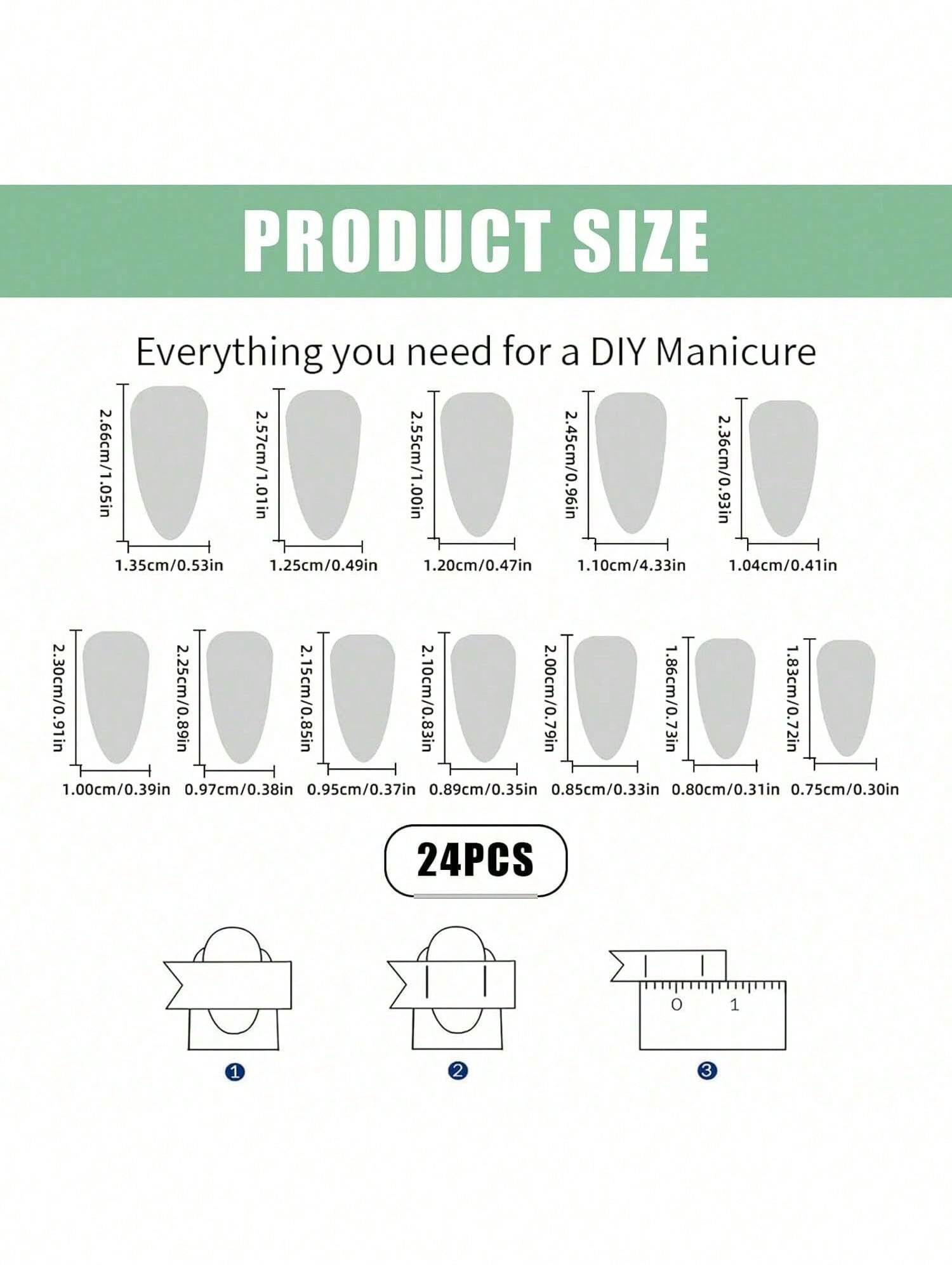 24 قطعة أظافر قصيرة بشكل لوز قابلة لإعادة الاستخدا...