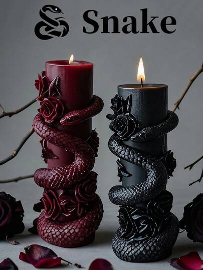 Handmade Snake-Shaped Candle, Realistic Snake Pattern, Handmade Scented Soy Wax Candle, Gothic Decor, Suitable For Home, Valentine's Day Gift, Hotel Decoration, Christmas Gift, Home Decor, Room Decor, Holiday Decoration, Best Gift For Friends, Family, Partners, Ideal Gift For Girlfriends And Women Birthday