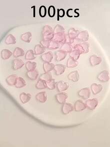 100/200pcs Valentine's Day Acrylic Heart Shaped 3-Rhinestone Flat Bottom Red Decor, Suitable For Wedding Table Scattering, DIY Crafts, Jewelry Making, Valentine's Day Wedding Decor, DIY Clothing Shoes Jewelry Crafts, Valentine's Day Centerpiece, Vase Filler, Photography Props, Party Supplies - Multicolor - View 12