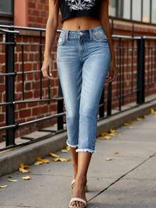 Women's All-Match Casual Elegant Versatile Capri Denim Jeans - Light Wash - View 2