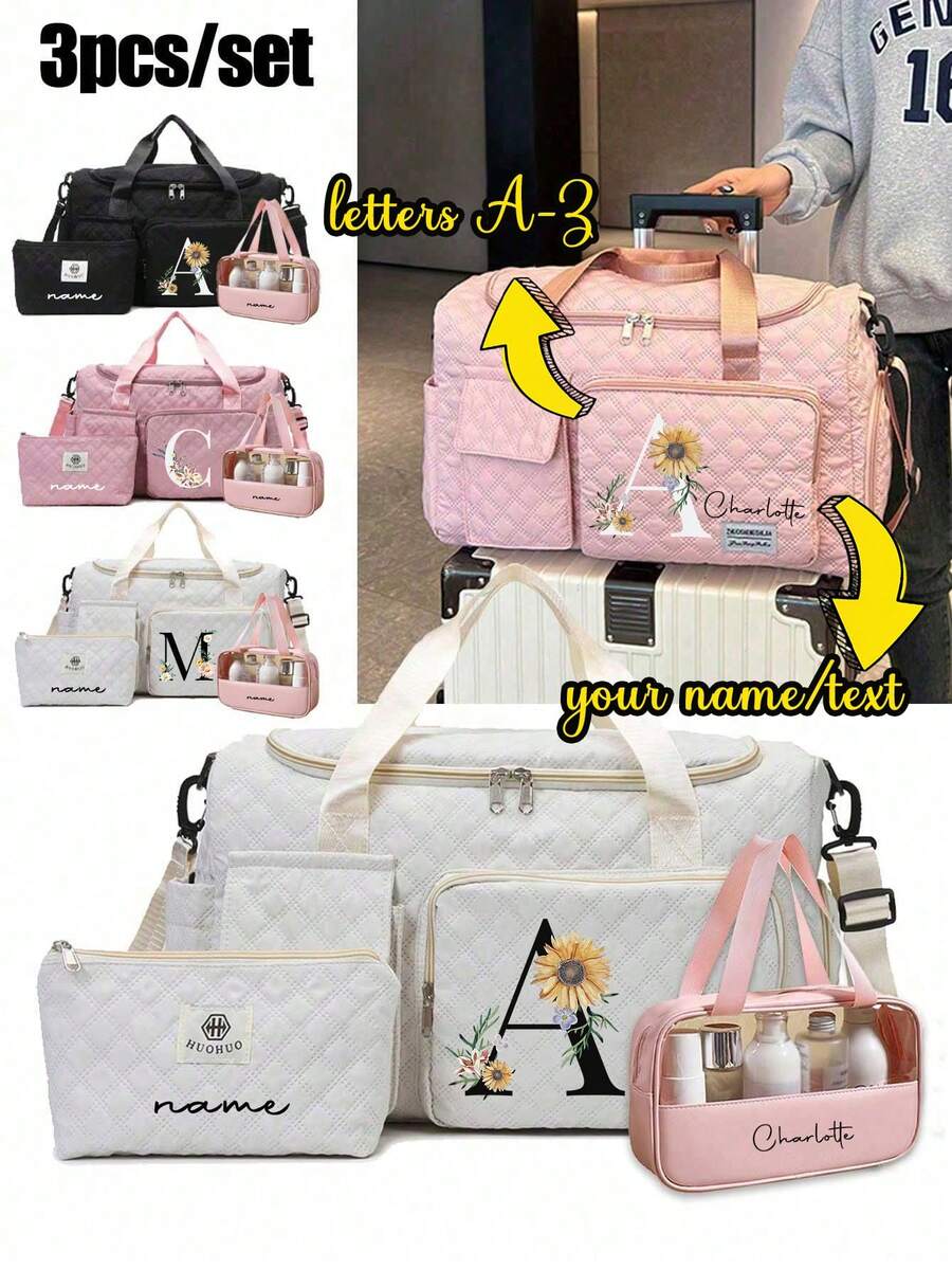 Customized Name Travel Bag, Individualization Handbag, Shoulder Bag, Crossbody Bag, Fitness Bag, Overnight Bag, Multifunctional And Multi Pocket Shoe Bag, Dry And Wet Separation, Toiletries Bag, Toilet Bag, Ideal For Gym, Workout, Overnight Stay & Weekend Getaways, Sports, Travel, Beach | Gift Idea - Multicolor - View 1