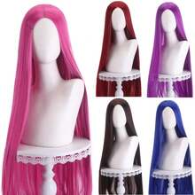 Peluca de Cosplay larga y recta de 40 pulgadas, pelucas de pelo sintético resistentes al calor con separación Central, Rubio, rosa, rojo y morado ZPFE - K002-01 - Ver 1