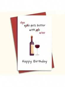 1/2 Pcs Interesting Wine Themed Birthday Card - "Life Is Better With Wine" - Perfect Gift For Family, Friends And Loved Ones - White - View 5