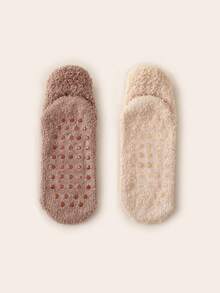 2/4 pares de calcetines de piso multicolor para hombres, calcetines cortos de otoño/invierno con forro térmico, calcetines gruesos y esponjosos para adultos, calcetines cálidos para el hogar y barco, antideslizantes para dormir, sencillos y versátiles, calcetines acogedores - Multicolor - Ver 7