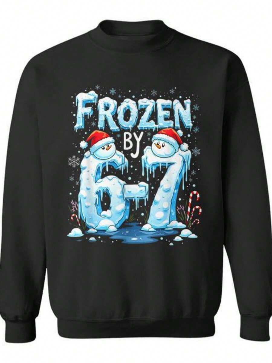 Frozen By 67 Six Seven Meme Christmas Sweatshirt - Seseable (2) - 黑色 - 查看 1