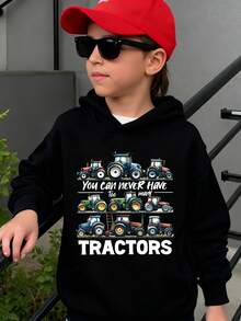 Young Boy Slogan & Tractor Print Sweatshirt - Black - View 3
