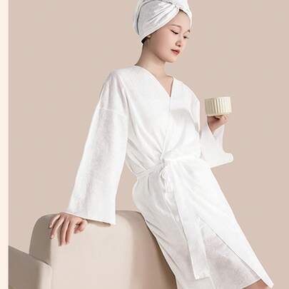 1件/2件/4件装加厚加长一次性浴袍，旅行便携浴巾，酒店浴袍，男女通用，适合旅行和商务出行，秋冬季