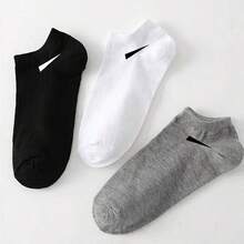 12/15 Đôi tất cổ ngắn màu trơn Unisex đen, trắng, xám, thiết kế tối giản, phù hợp để mặc hàng ngày - Nhiều màu - Xem 4