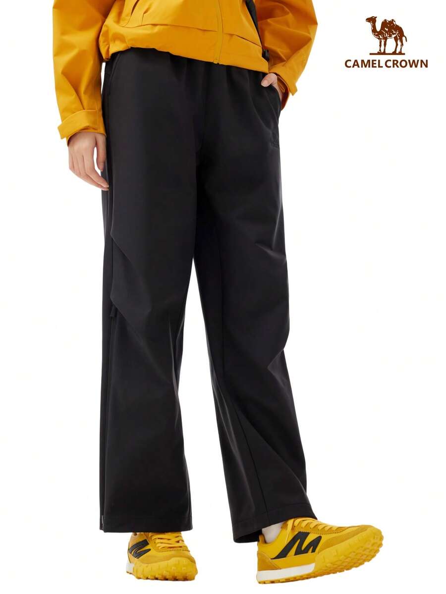 CAMEL CROWN 女士户外软壳裤秋冬季防水防风加绒保暖休闲长裤 - 幻影黑 - 查看 1