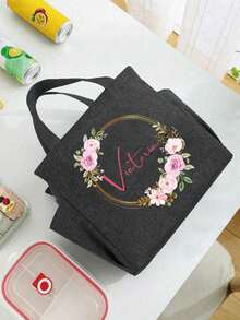 Túi đựng cơm trưa cách nhiệt in hoa, có thể tùy chỉnh tên, thiết kế hai ngăn, dung tích lớn, lớp cách nhiệt bằng nhôm dày, có thể tái sử dụng, bền, chống thấm nước, dễ vệ sinh, thích hợp cho trường học, công sở hoặc du lịch. - Nhiều màu - Xem 7