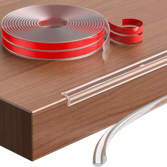 1条2米/78.74英寸防撞缓冲条，透明PVC保护条，双面胶带防撞安全桌边家具角保护