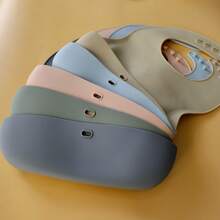 Washable Waterproof Silicone Baby Feeding Bib - Beige - View 4