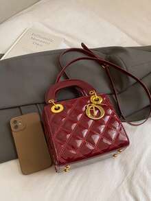 一款时尚百搭的女士手提包，纯色斜挎小方包，PU毛毡刺绣套装，带吊饰，可单肩背或斜挎，适合年轻女性日常休闲使用——外出、购物、约会、作为礼物或在办公室使用。 - 紅色 - 查看 7