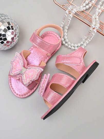 1 Đôi Giày Sandal Đế Bằng Nơ Dễ Thương Cho Bé Gái Mới Chống Trơn Trượt Chống Mòn Nhẹ Thoải Mái Thích Hợp Cho Mặc Thường Ngày, Tiệc Tùng, Đi Chơi