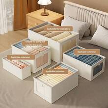 Large-Capacity Storage Basket: A Sturdy And Durable Fabric Storage Box, Suitable For Clothing Organization. It Is Equipped With A Transparent Observation Window And A Foldable Design For Easy Storage. Available In Beige And Gray, It Is A Clothing Organizer, Storage Box, Foldable Storage Box, And Viewing Window Storage Box. It Is A Great Helper For Clothes - Multicolor - View 7