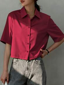 Women's Casual Crossover Asymmetric Button-Up Shirt