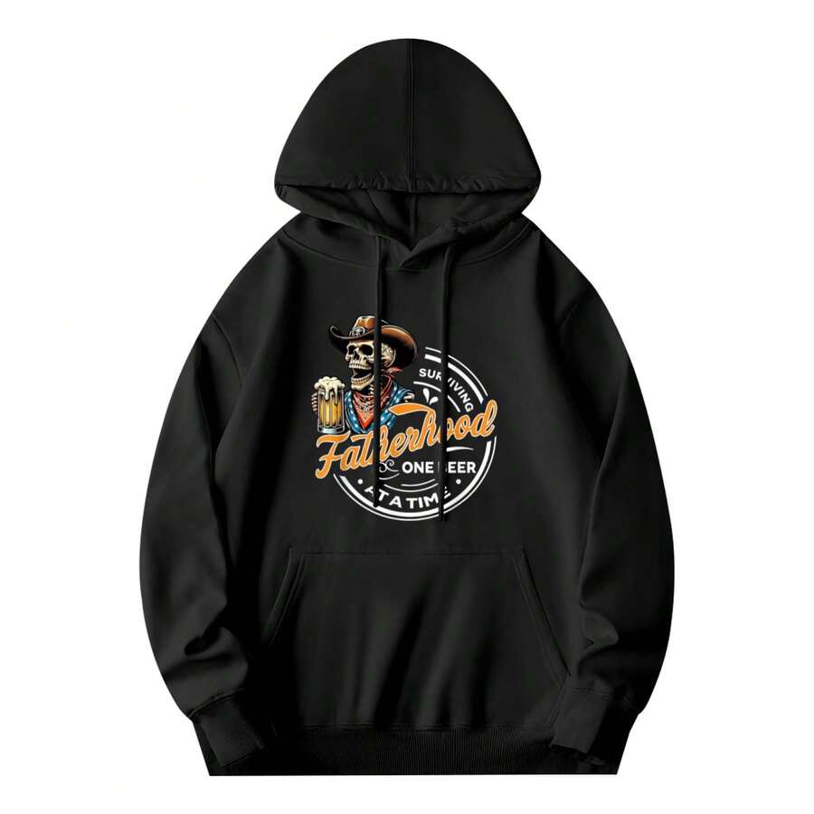 Cowboy Dad Papa Surviving Fatherhood One Beer At A Time Uni Hoodie,220g Pure Cotton Printed Hoodie - 款式24 - 查看 1