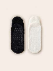 2/4 pares de calcetines de piso multicolor para hombres, calcetines cortos de otoño/invierno con forro térmico, calcetines gruesos y esponjosos para adultos, calcetines cálidos para el hogar y barco, antideslizantes para dormir, sencillos y versátiles, calcetines acogedores - Multicolor - Ver 10