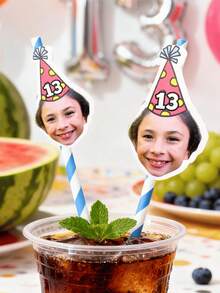 10/25/50/100/150支装定制人脸照片吸管 - 个性化生日吸管、派对装饰、定制人脸纸吸管、个性化生日照片吸管、单身派对吸管、趣味照片装饰、单身告别派对礼品、个性化礼物、趣味照片装饰、多功能、可调节、防霉、装饰性 - 多色(Face straw) - 查看 7