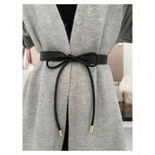 1Pc Retro Knotted Belt For Women, Temperament Waist Belt, Soft Leather Decorative Belt, Dress, Sweater Accessories - 黑色 - 查看 2
