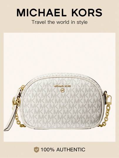 Michael Kors Bolso bandolera Jet Set Charm con monograma pequeño para cámara, bolso de hombro informal para fiestas diarias