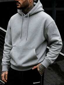 1 Stück Herren Einfarbiger Grauer Langarm Hoodie, geeignet für den Lässig Alltag und als Geschenk für Freunde, Herbst/Winter Sweatshirt