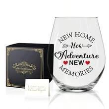 DNew Memories Funny Wine Glass 15 Ounces Transparent Casual Reusable Housewarming Gift For New Homeowner Congrats Home Sweet Home Party Gifts For Men Women Family And Friends - 透明的 - 查看 1