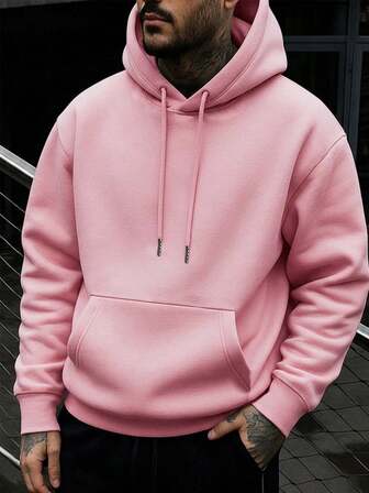 1 pieza Sudadera con capucha de unicolor de manga larga para hombre, adecuada para uso casual diario y regalo para amigos, otoño/invierno