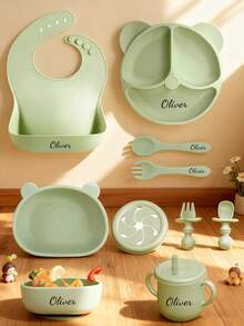 Personalized Baby Feeding Supplies - Bib, Plate, Bowl, Cup, Fork & Spoon, Teether, Food Freezer Tray - Multicolor - View 3