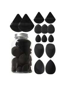 Set de 14 esponjas de maquillaje con contenedor de almacenamiento, que incluye 2 borlas de polvo triangulares y 2 borlas de polvo triangulares mini, 3 borlas de polvo de cojín de aire mini, 4 huevos de belleza y 3 huevos de belleza mini, hechos de terciopelo súper suave, con diseños para ojos y esquinas, esponjas de maquillaje de colores variados, esponja de belleza para mezclar base, de uso dual en seco y húmedo para crema de maquillaje de base, adecuado para todo tipo de piel, económico, relleno de calcetines, maquillaje, herramientas de maquillaje, cosas baratas, regalos, regalos para mujeres, regalos de Navidad - Multicolor - Ver 11