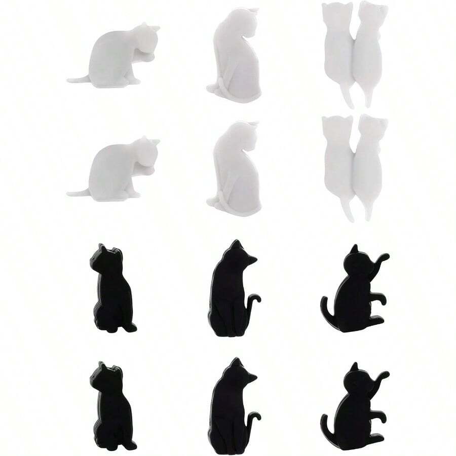 WSXC TENDYCOCO Wine Glass Markers Silicone Cat Drink Cup Identification Charms For Wedding Party Bar Club Glass Cup Sign 12pcs Mixed Color - 1825CM - Xem 1