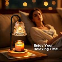 Romatherapy Lamp, Wax Melting Lamp, Candle Melting Lamp, Bedroom Bedside Gift Table Lamp, Dimmable Wood Art, Fireless Aromatherapy Desktop Decoration For The Bedroom, The Best Choice For Gifting Christmas Decorations, Gifts - Black - View 3